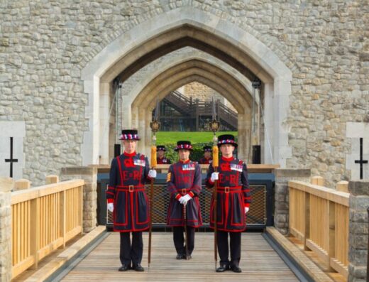 Tower of London Yeoman Warders unveil a new working draw bridge 1 768x512